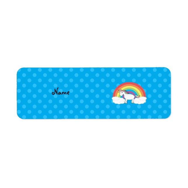 Personalised name unicorn blue polka dots (Front)
