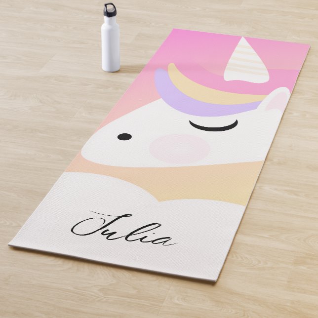 Personalised Name Unicorn Face Yoga Mat (In Situ)