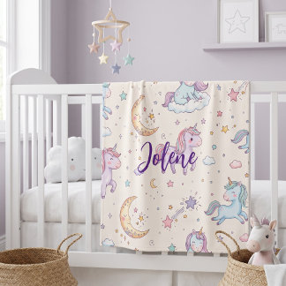 Personalised Name Unicorn  Fleece Blanket