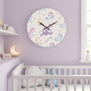 Personalised Name Unicorn Large Clock