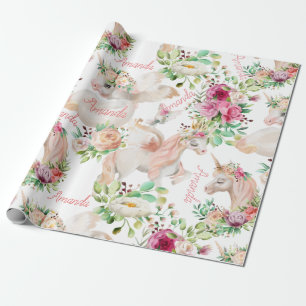 Personalised Name Unicorn Lover Pretty Wrapping Paper
