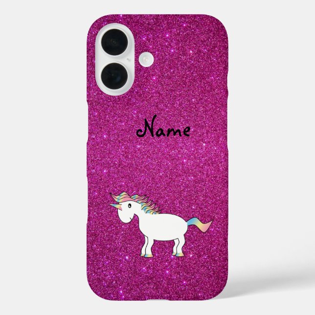 Personalised name unicorn pink glitter Case-Mate iPhone case (Back)