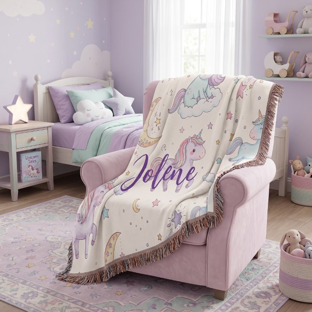 Personalised Name Unicorn  Throw Blanket (Creator Uploaded)