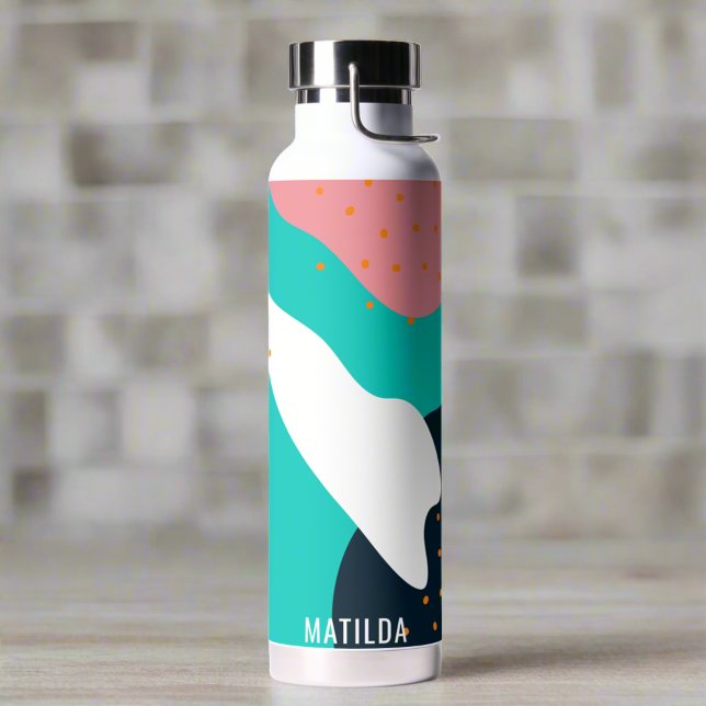 Personalised Name Unique Colourful Abstract Rainbo Water Bottle (Creator Uploaded)