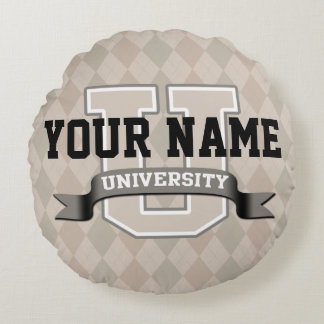 Personalised Name University Cool Funny College Round Cushion