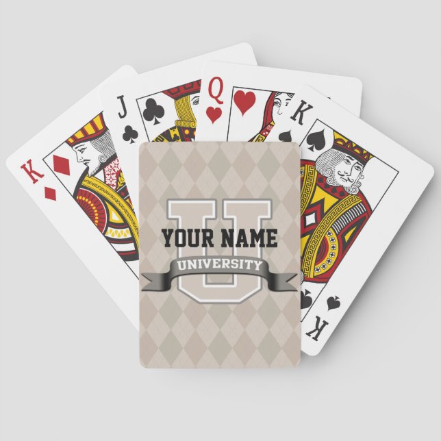 Personalised Name University Cool Funny Family Playing Cards (Back)