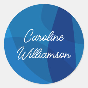 Personalised Name Vibrant Blue Favour Graduation Classic Round Sticker