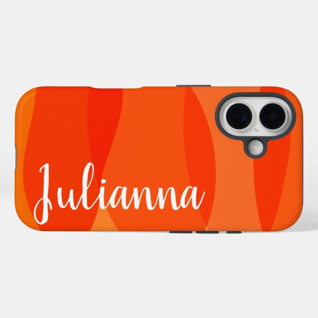 Personalised Name Vibrant Bright Red Orange Case-Mate iPhone Case (Back (Horizontal))