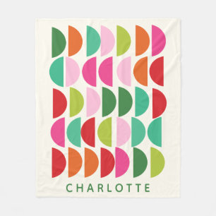 Personalised Name Vibrant Playful Geometric Modern Fleece Blanket