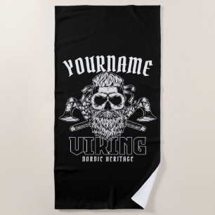 Personalised NAME Viking Nordic Warrior Heritage Beach Towel