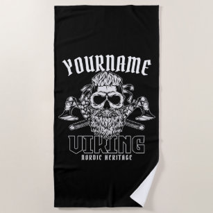 Personalised NAME Viking Nordic Warrior Heritage  Beach Towel