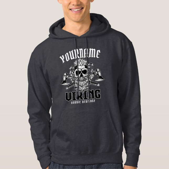 Personalised NAME Viking Nordic Warrior Heritage Hoodie (Front)
