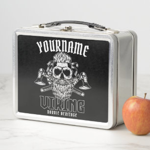 Personalised NAME Viking Nordic Warrior Heritage Metal Lunch Box