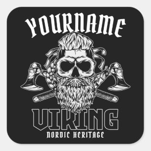 Personalised NAME Viking Nordic Warrior Heritage  Square Sticker