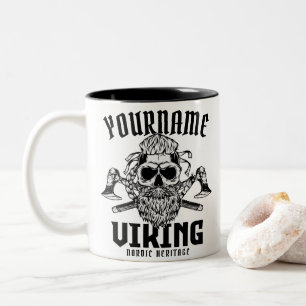 Personalised NAME Viking Nordic Warrior Heritage  Two-Tone Coffee Mug
