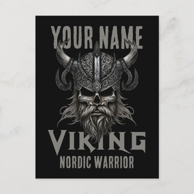 Personalised NAME Viking Warrior Heritage  Holiday Postcard (Front)