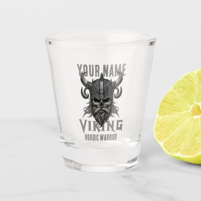 Personalised NAME Viking Warrior Heritage  Shot Glass (Front)