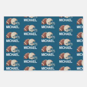 Personalised Name Vintage American Football Game Wrapping Paper Sheet
