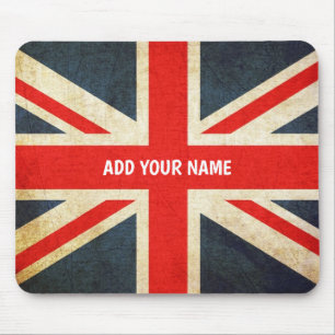Personalised Name Vintage Grunge Union Jack Flag Mouse Mat