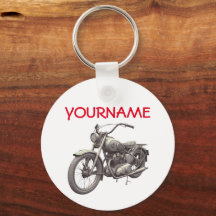 Personalised NAME Vintage Motorcycle Keychain