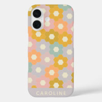 Personalised Name Vintage Pastel Hexagon Floral 