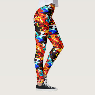 Personalised Name Vivid Colours Abstract Pattern Leggings