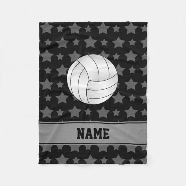 Personalised name volleyball black stars fleece blanket (Front)