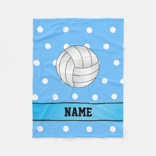 Personalised name volleyball blue white dots fleece blanket