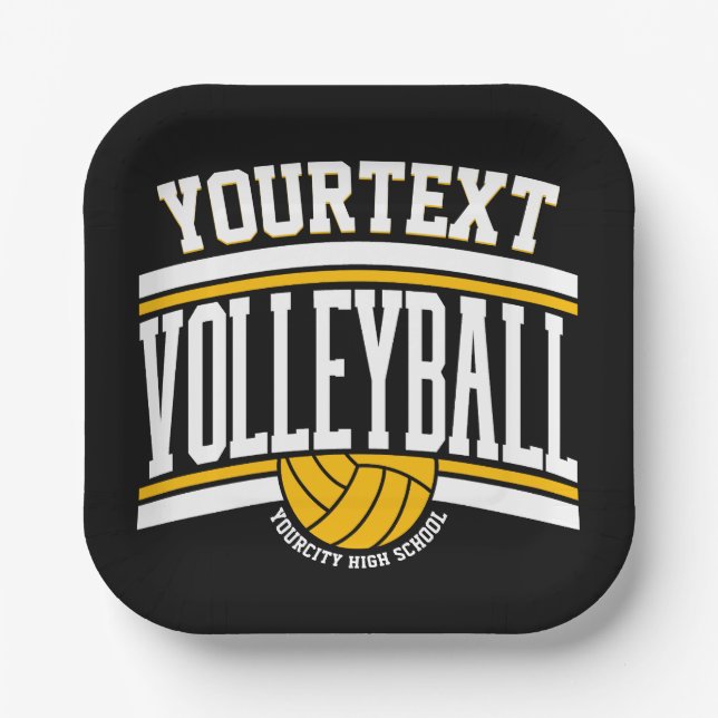 Personalised NAME Volleyball Player School Team Paper Plate (Front)
