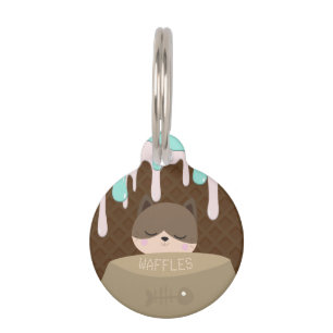 Personalised Name Waffle Cone Cat Pet Tag