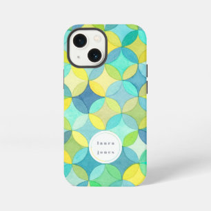 Personalised Name Watercolor Circles Pattern iPhone 13 Mini Case