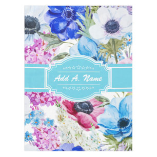 Personalised Name Watercolor Floral Pattern Tablecloth