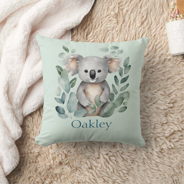 Personalised Name Watercolor Koala Bear Cushion (Blanket)