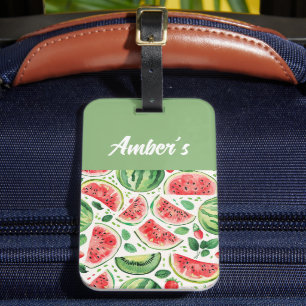 Personalised name watermelon luggage tag