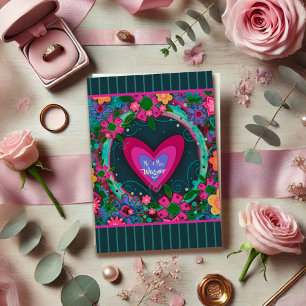 Personalised Name Wedding Modern Heart Stripe Card