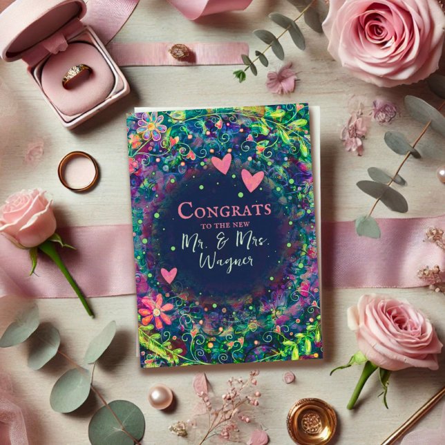 Personalised Name Wedding Modern Purple Elegant Card (Creator Uploaded)