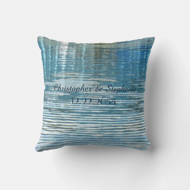 Personalised Name Wedding Reflection Lake Square Cushion (Back)