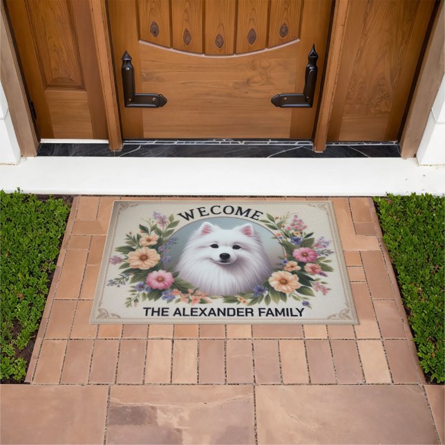 Personalised Name Welcome American Eskimo Dog Doormat (Outdoor)