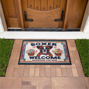 Personalised Name Welcome Boxer Dog Lover Doormat