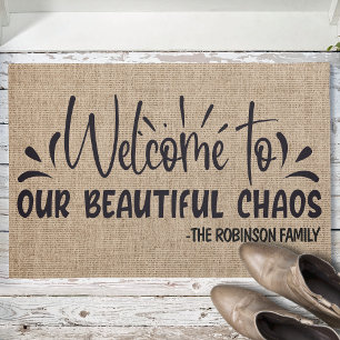 Personalised NAME Welcome To Our Beautiful Chaos Doormat