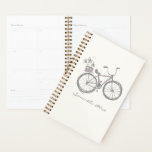 Personalised Name Whimsical Bicycle Cute Vintage Planner<br><div class="desc">Stay organised in style with this charming planner featuring a whimsical illustration of a cute bicycle in soft lavender and grey, complete with a basket of flowers. Personalise it with your name to make it uniquely yours! Perfect for keeping track of your plans or gifting to someone special, this planner...</div>