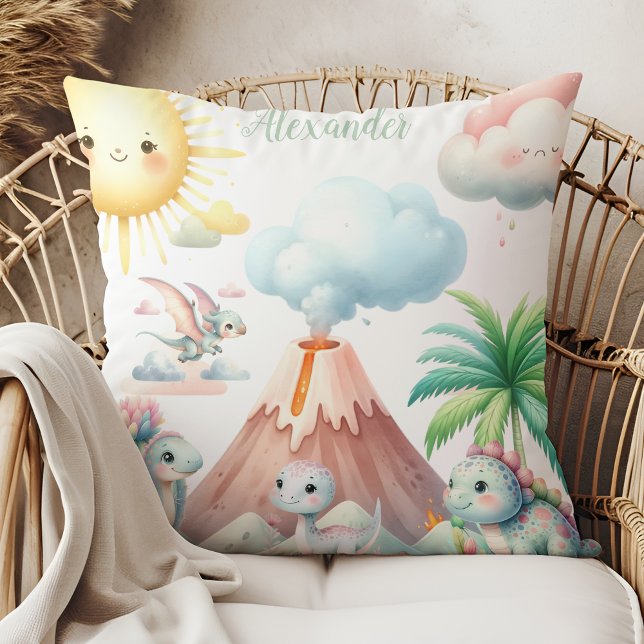 Personalised Name Whimsical Pastel Dinosaur Cushion (Creator Uploaded)