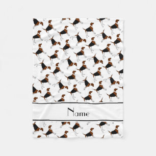 Personalised name white american foxhound dogs fleece blanket