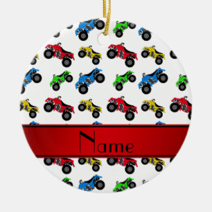 Personalised name white atv pattern ceramic tree decoration