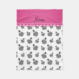 Personalised name white baby penguins fleece blanket