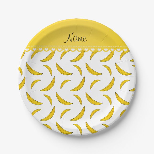 Personalised name white bananas paper plate (Front)