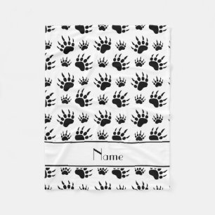Personalised name white bear paw prints fleece blanket
