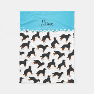 Personalised name white Bernese Mountain dogs Fleece Blanket