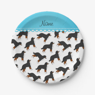 Personalised name white Bernese Mountain dogs Paper Plate