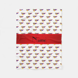Personalised name white billiard balls red stripe fleece blanket
